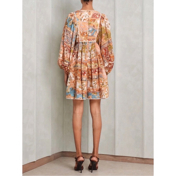 Zimmermann Mini Floral Long-Sleeve Chintz Patchwork Dress - Picture 4 of 6